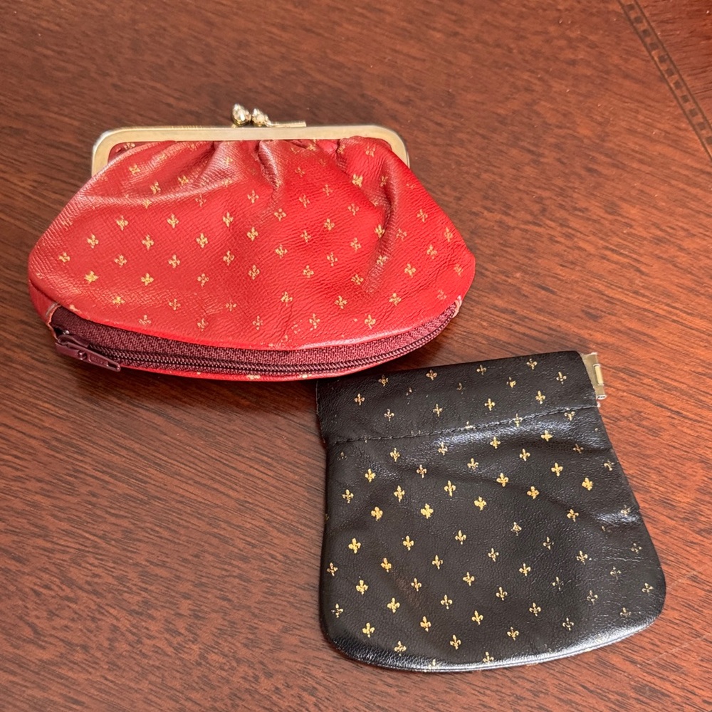 Elegant Red and Black Women's Coin Purse set - made in Italy